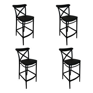 Pack 4 Taburetes Bar Crossback Negra
