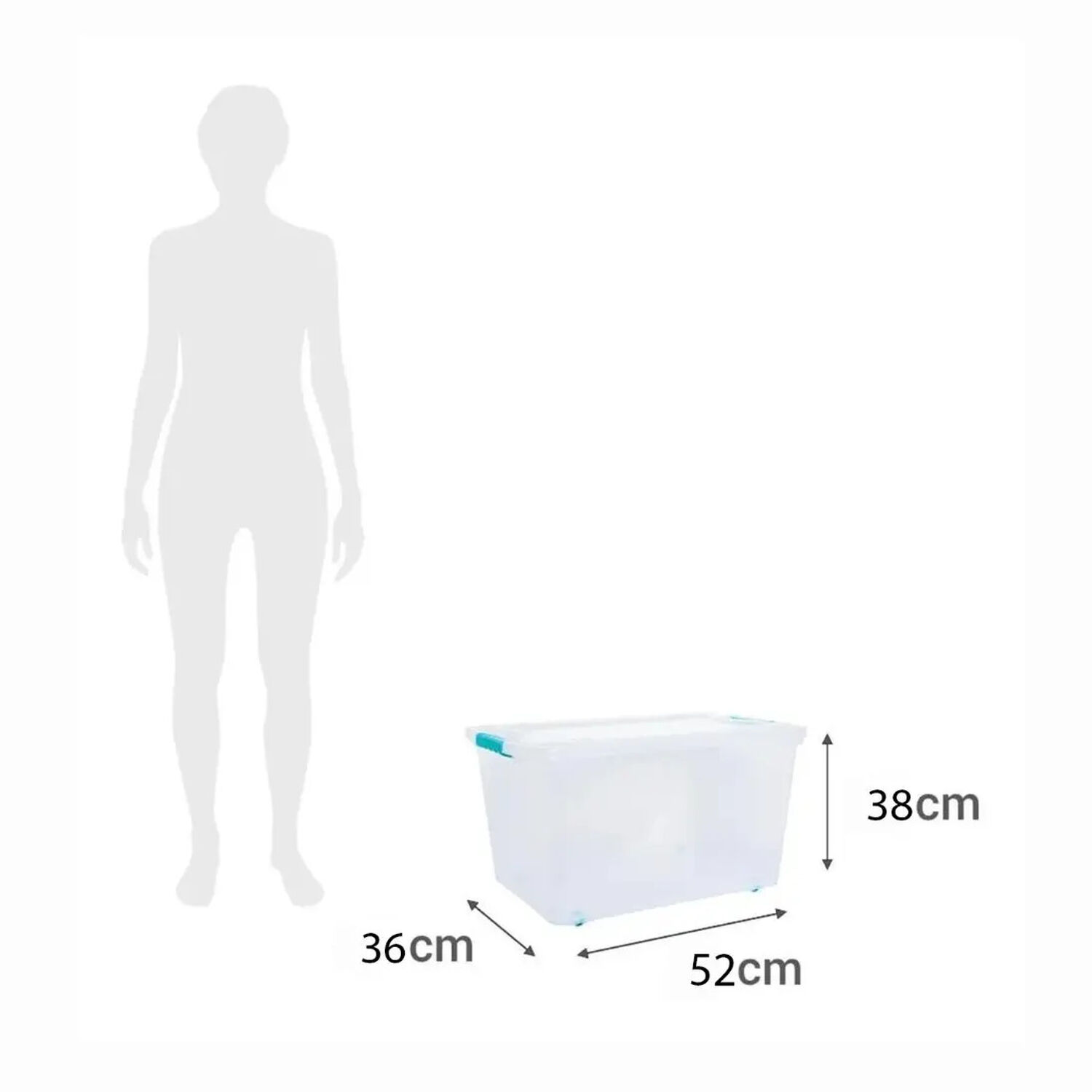 Caja Organizadora Almacenamiento Suprema 50 Lts Color Transparente Tapa Turquesa image number 6.0