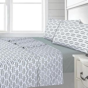 Sabana Andes 144 Hilos Estampada Geometrico Gris 2 Plazas