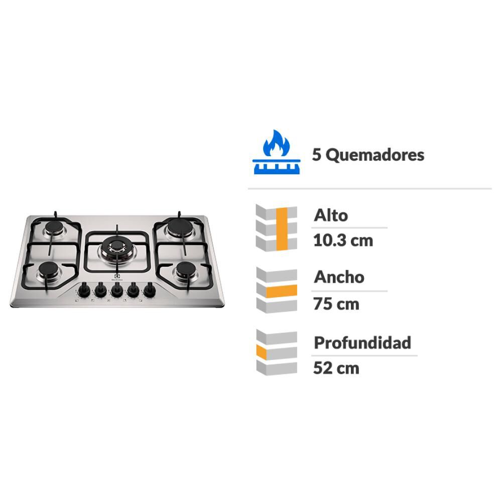 Encimera A Gas Electrolux KE5XC / 5 Quemadores image number 1.0