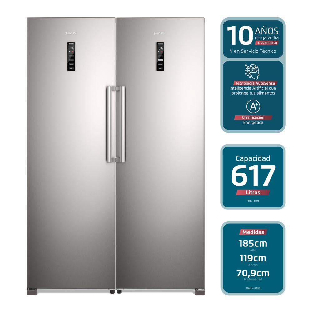 Refrigerador Side by Side Fensa Kit Twin Refrigerador RTI4S + Freezer FTI4S / No Frost / 617 Litros / A++ image number 7.0