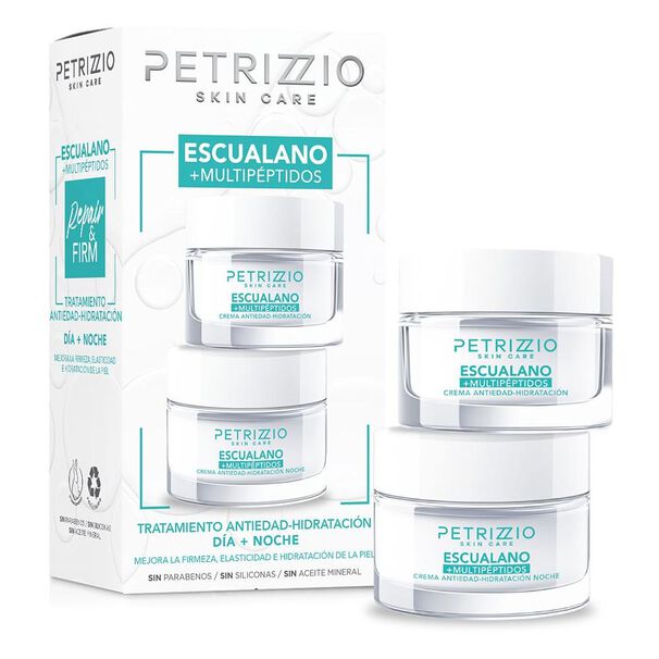 Set Crema Antiedad D&iacute;a Y Noche Escualano + Multip&eacute;ptidos Petrizzio