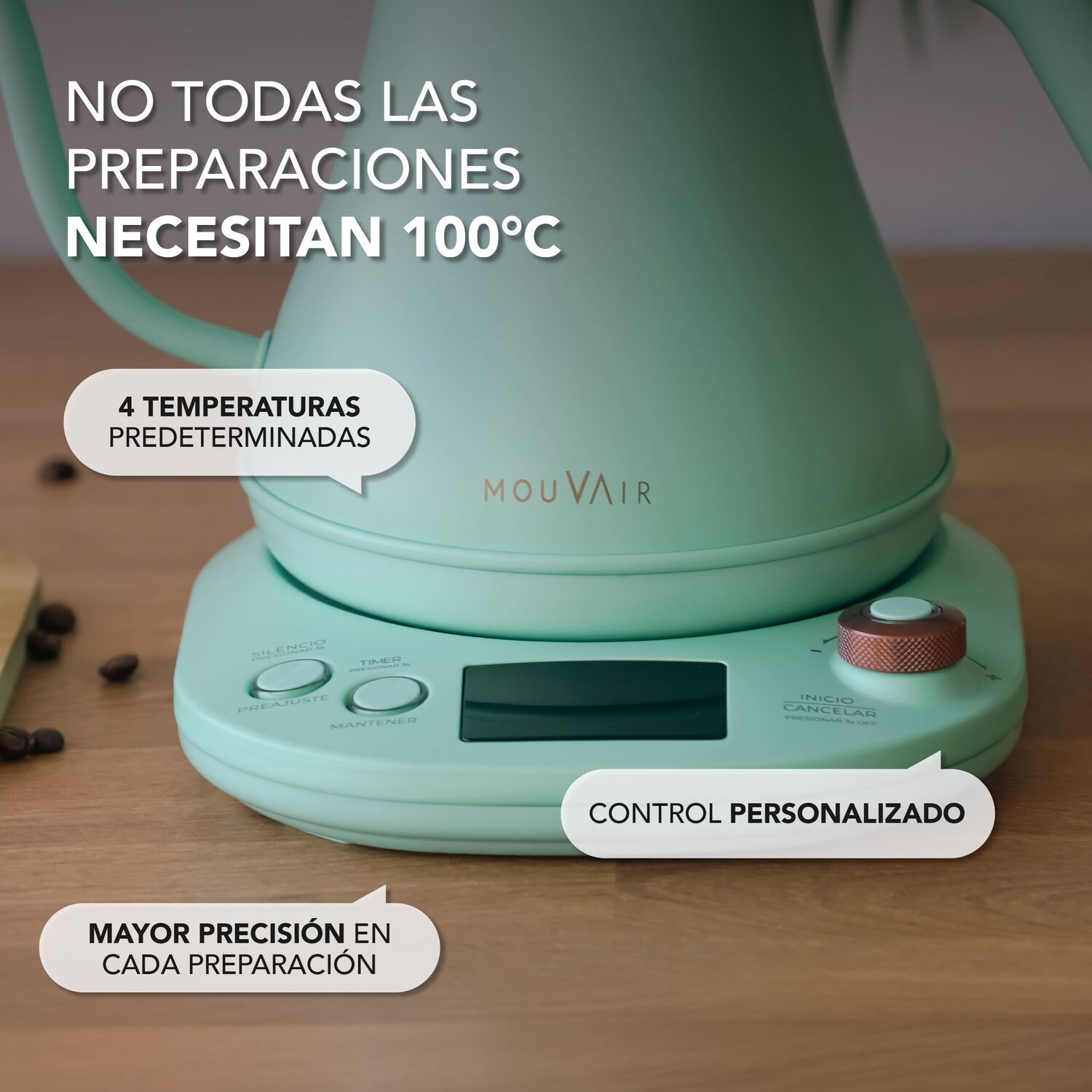 Hervidor El&eacute;ctrico Cuello De Cisne Con Control De Temperatura Mouvair Swan Menta image number 2.0