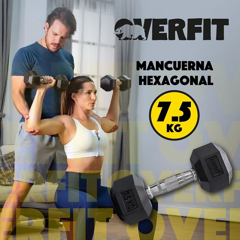 Mancuerna Hexagonal 7.5kg Acero Y Caucho Overfit image number 10.0