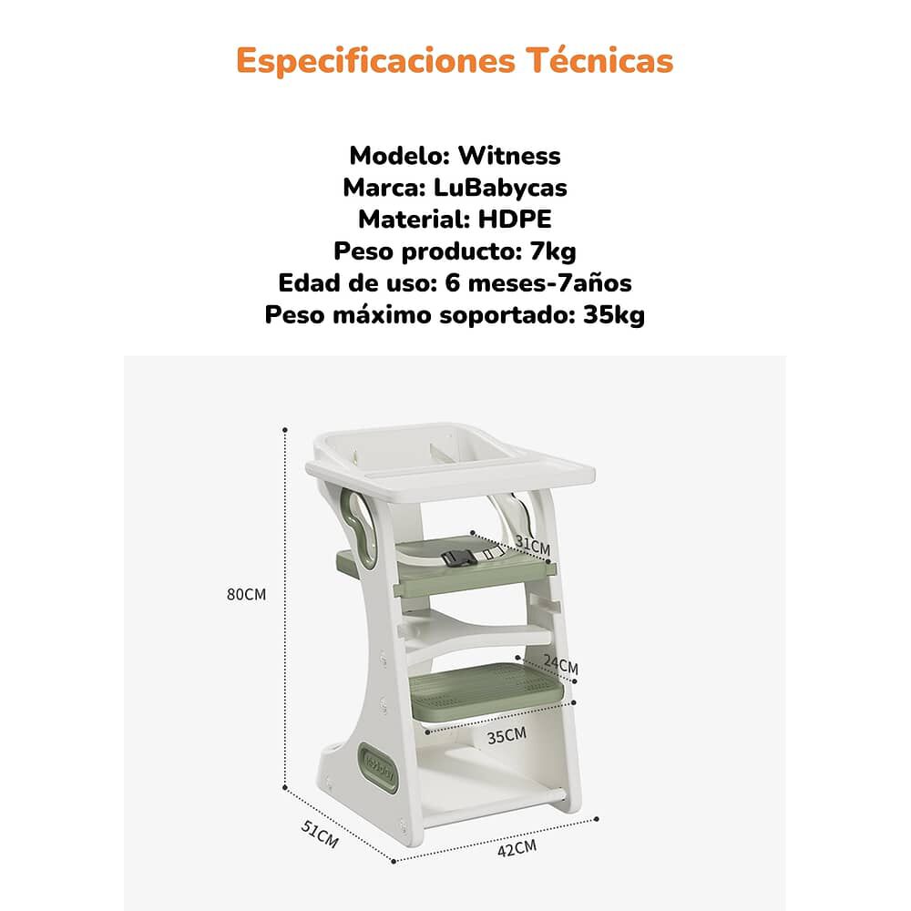 Silla De Comer Multifuncional Witness Naranja Lubabycas image number 4.0
