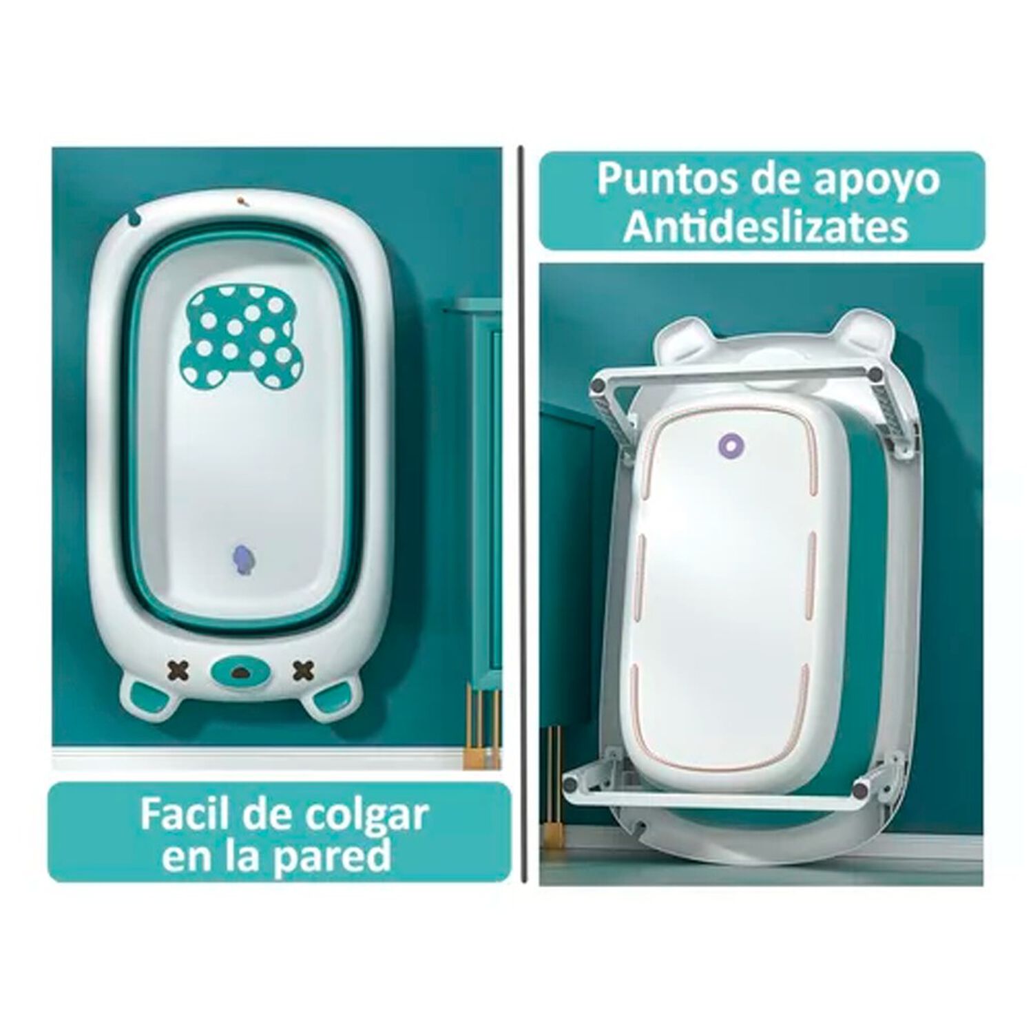 Tina Bebe Ba&ntilde;era Plegable Dise&ntilde;o De Oso Con Term&oacute;metro image number 5.0