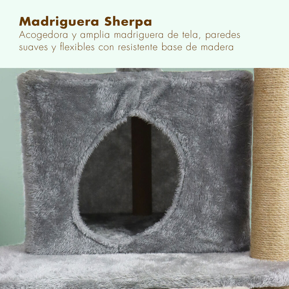 Gimnasio Rascador Para Gatos Interact 140cm Gris image number 5.0