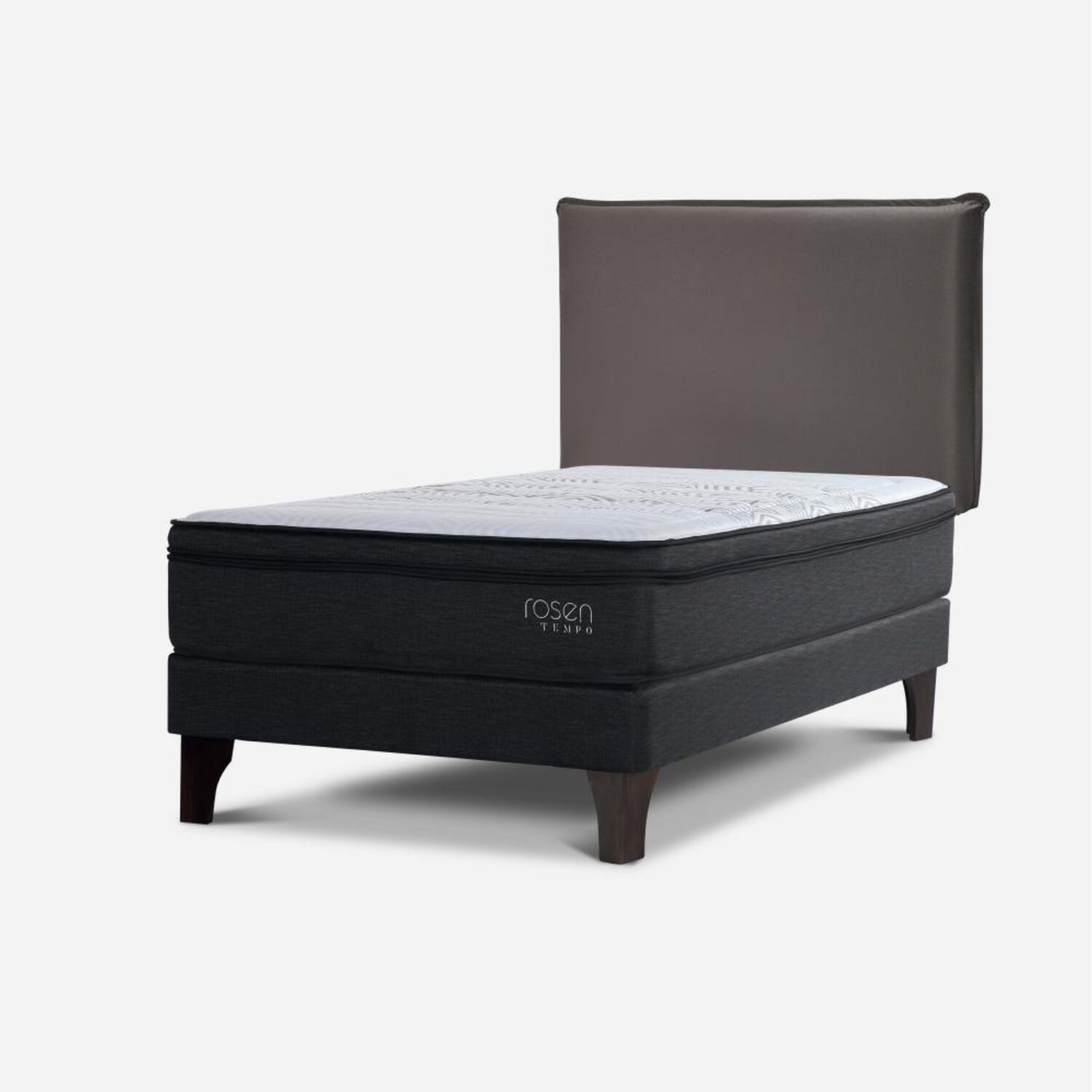 Cama Europea Rosen Tempo / 1.5 Plazas / Base Normal  + Respaldo Maurice Chocolate image number 1.0