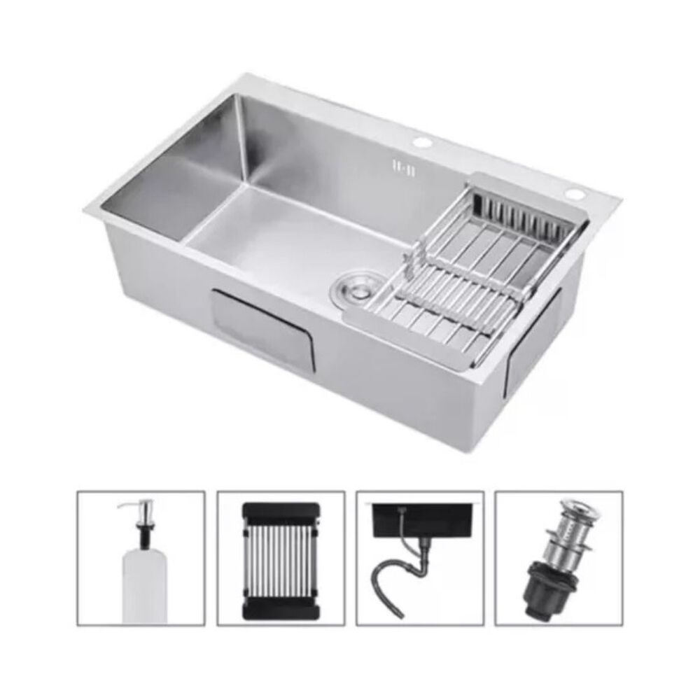 Deluxe Cocina Inoxidable Bajo Cubierta Lavaplatos 80x50x21cm image number 2.0