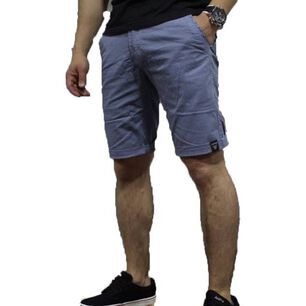 Bermuda Elasticada Slim Fit Celeste Con Dise&ntilde;o
