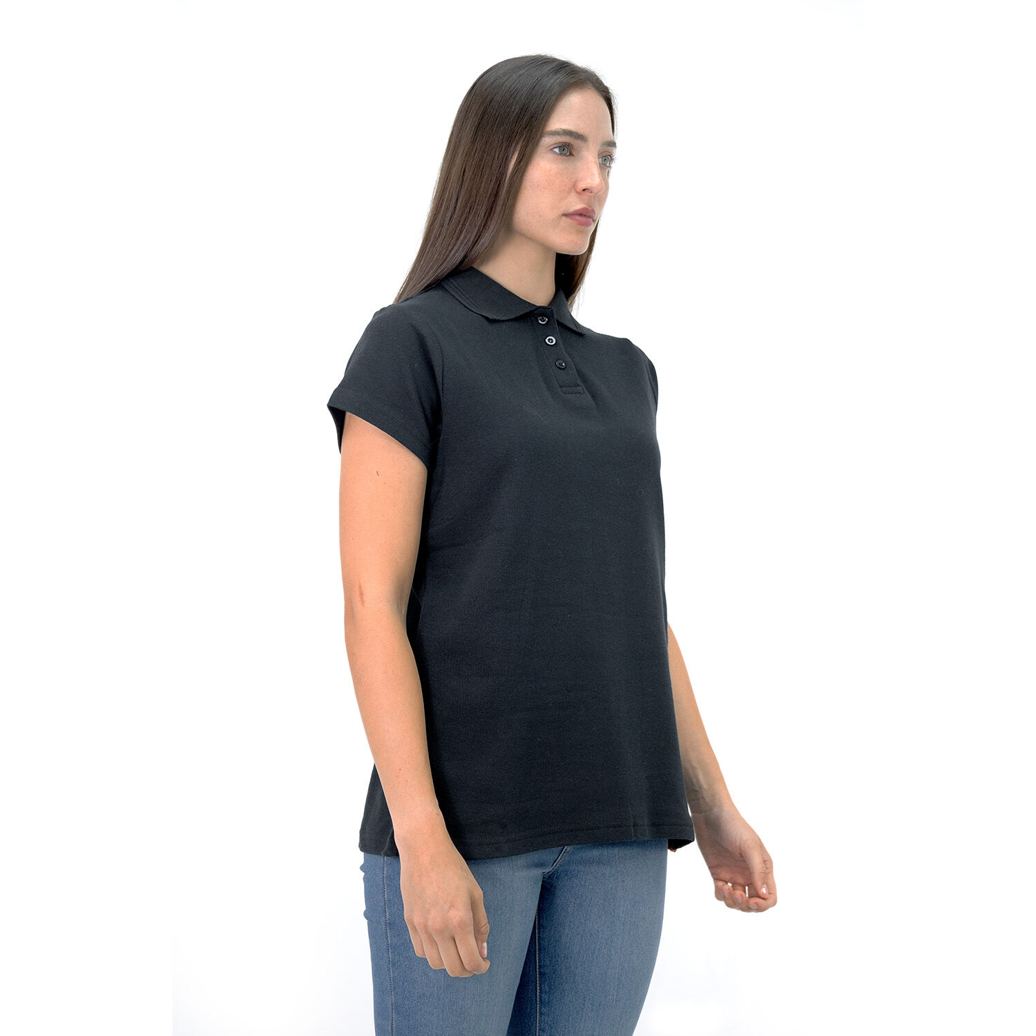 Polera Pique Quebec Manga Corta Negro Mujer image number 1.0
