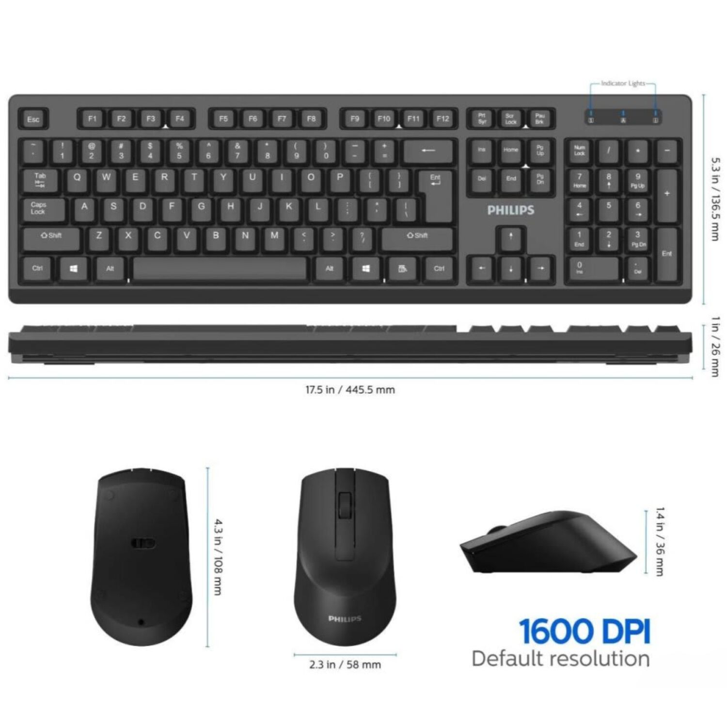 Mouse Y Teclado Inal&aacute;mbrico Philips Quiet Edition Usb 2.4ghz image number 6.0