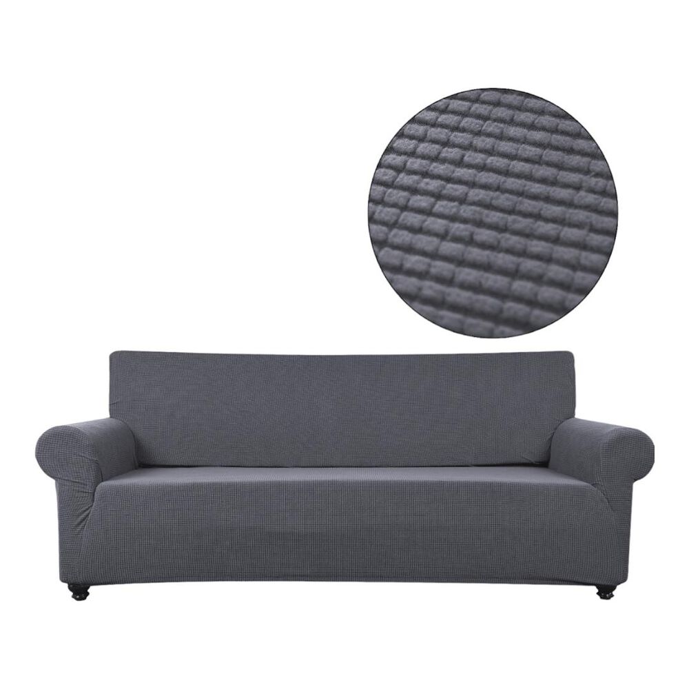 Funda Para Sofa Texturizada Cuadrille De 3 Cuerpos Tela Elasticada Gris image number 0.0