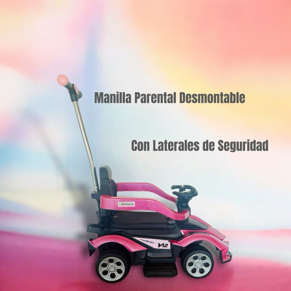 Correpasillo Andador Auto Con Manilla Lubabycas Rosado image number 2.0
