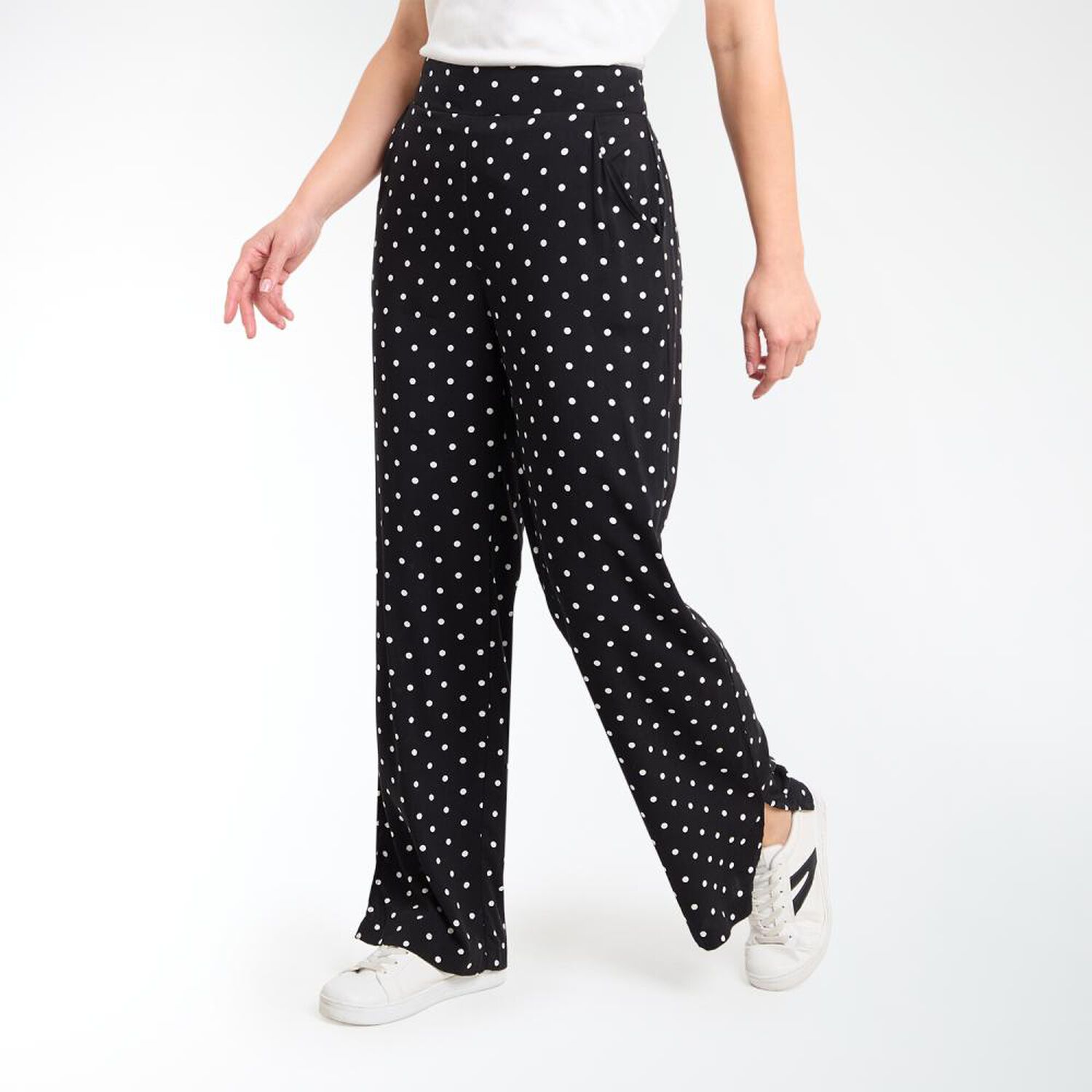 Pantal&oacute;n Full Print Pretina El&aacute;sticada Tiro Medio Palazzo Mujer Geeps image number 2.0