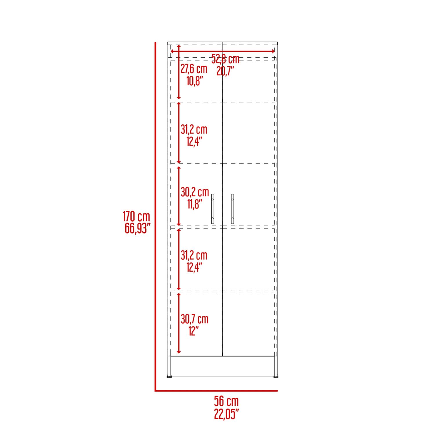 Mueble Despensa Multiusos 170x56x30,2 Cm Blanco image number 8.0