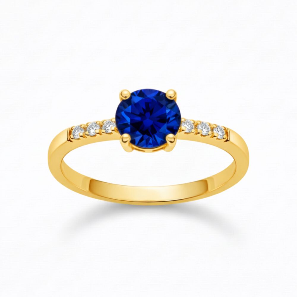 Anillo Solitario Princesa Oro 18k Con Cristal Central 5mm Azul image number 0.0
