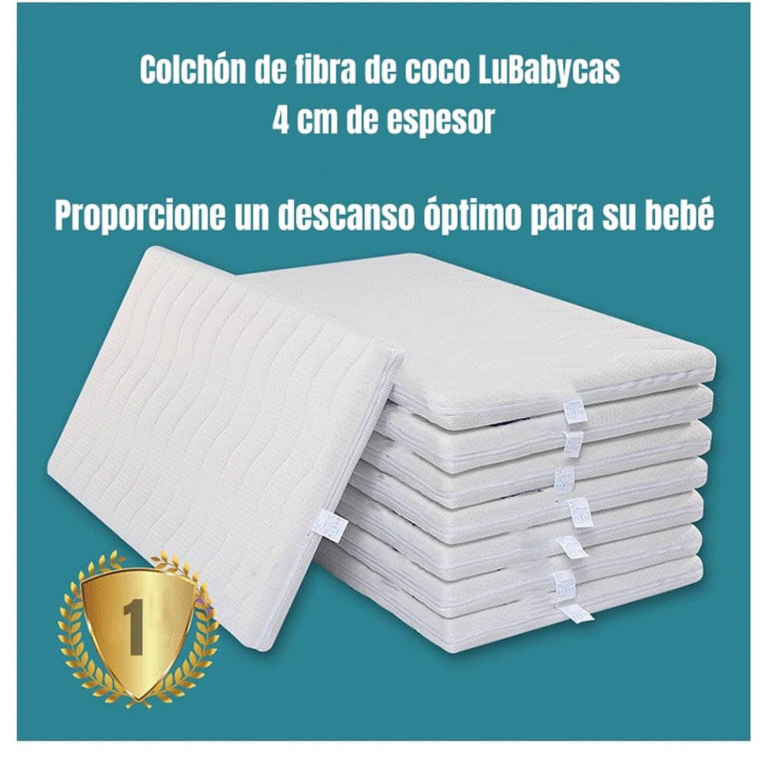 Colch&oacute;n De Coco Cuna 104x61x4cm Lubabycas image number 2.0
