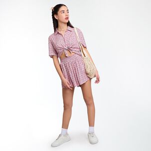 Blusa Corta Manga Corta Cuello Camisero Mujer Freedom