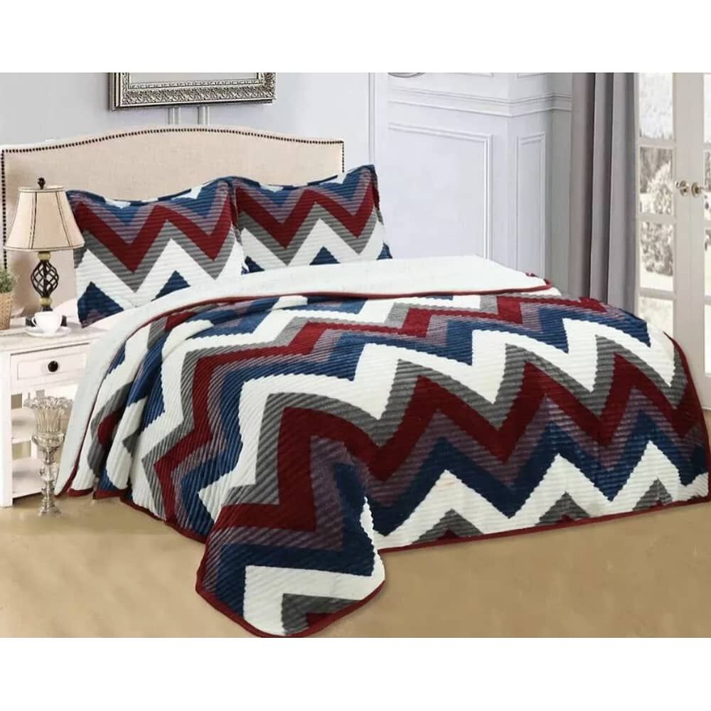 Manta Frazada T&eacute;rmica Chiporro Fundas Almohada 2 Plazas. Rojo Azul image number 0.0