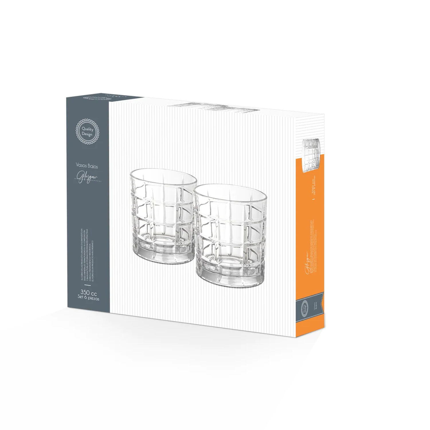 Set De 6 Vasos Bajos 350cc Modelo Glasglow Jugos Bebidas image number 0.0