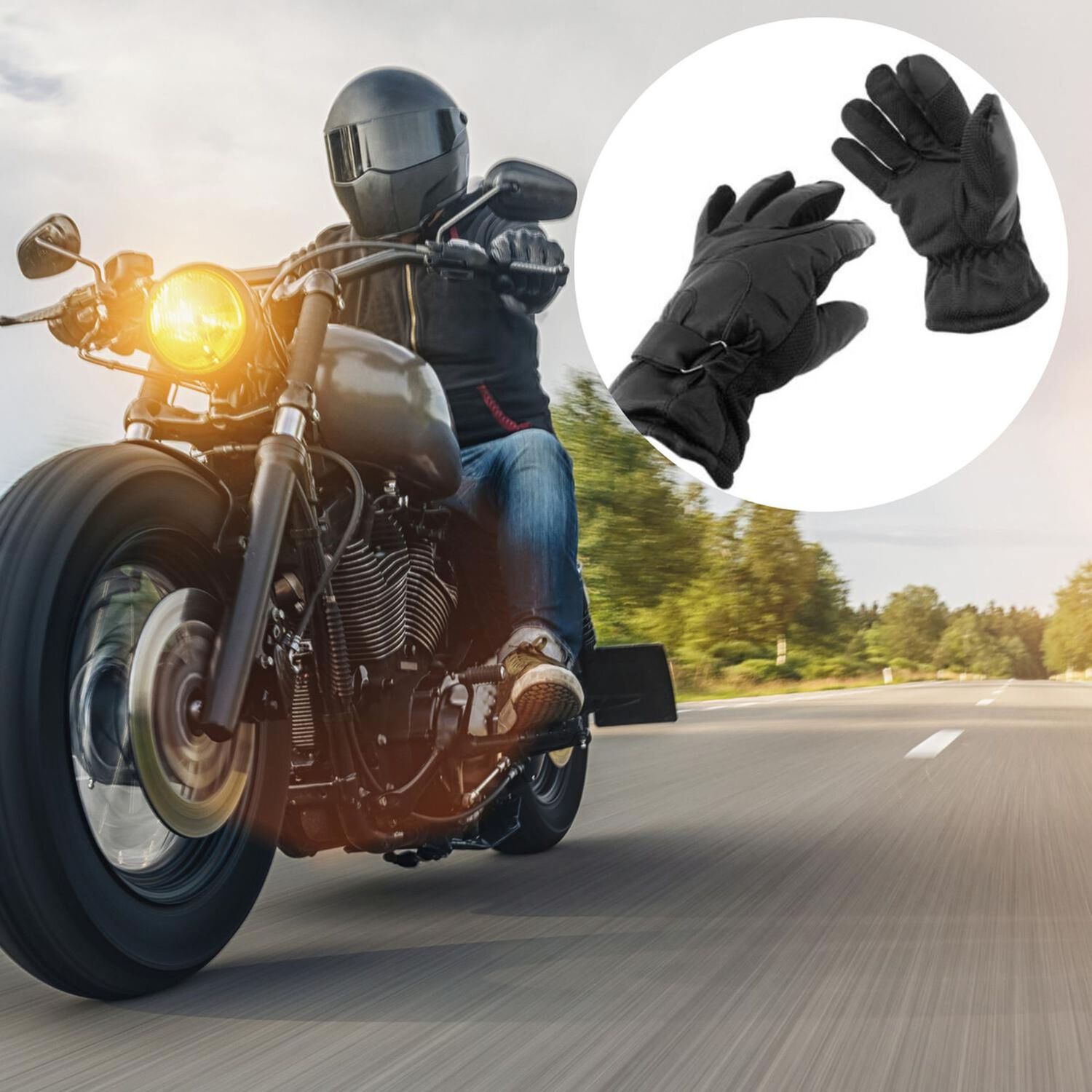 Guante Cuero Moto Gripe Deluxe Negro image number 5.0