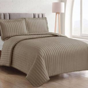 Quilt Andes Pom Pom Taupe 1.5 Plazas