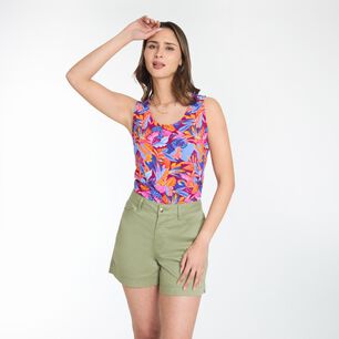 Blusa Estampada Sin Mangas Cuello Redondo Mujer Kimera