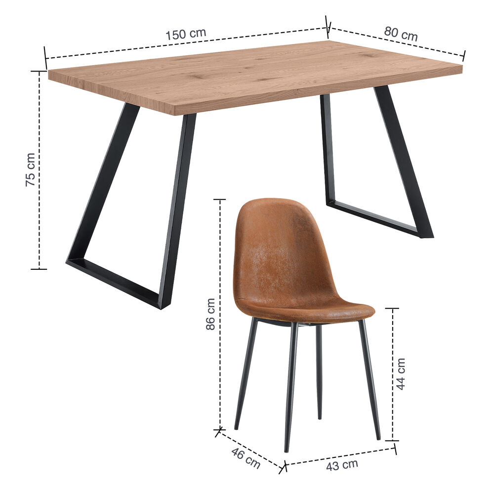 Comedor Charleston Mesa 75x80x150cm + 6 Sillas Velvet Café image number 2.0