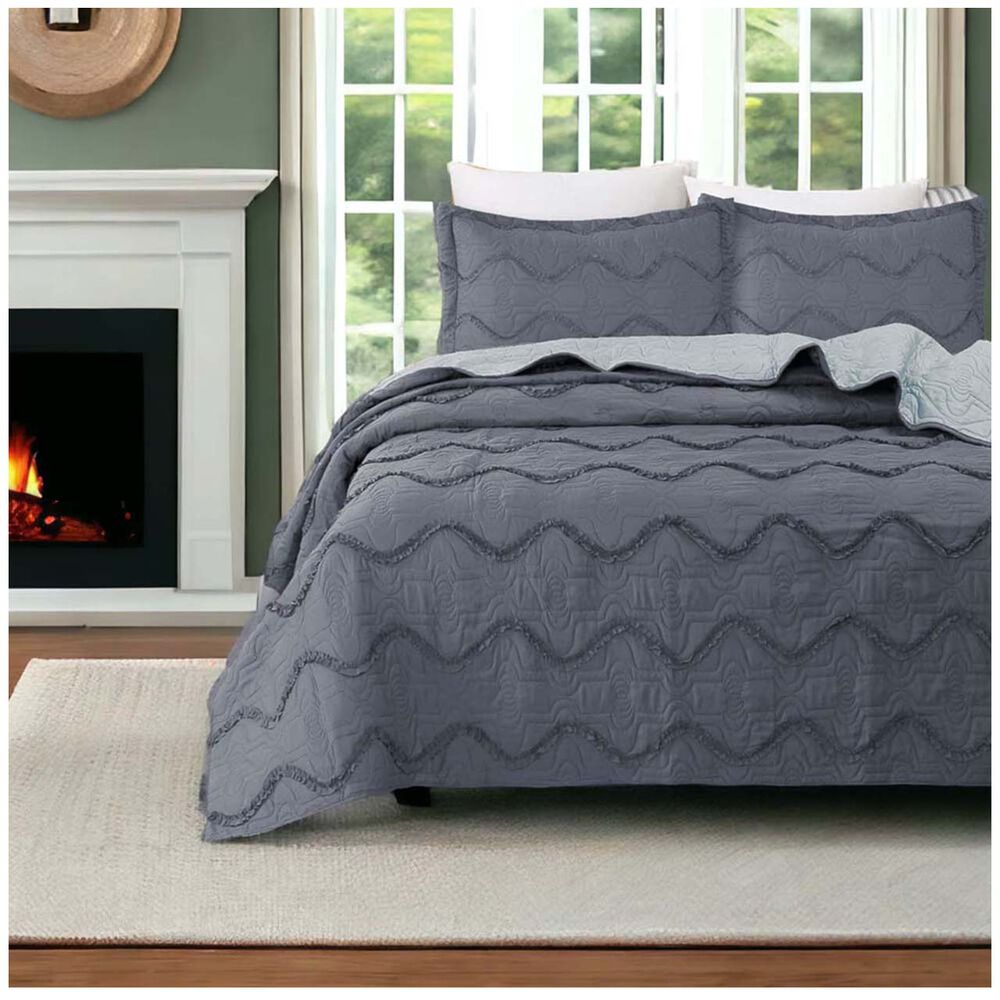 Cubrecama Bordado Premiun 2 Plazas Gris image number 0.0