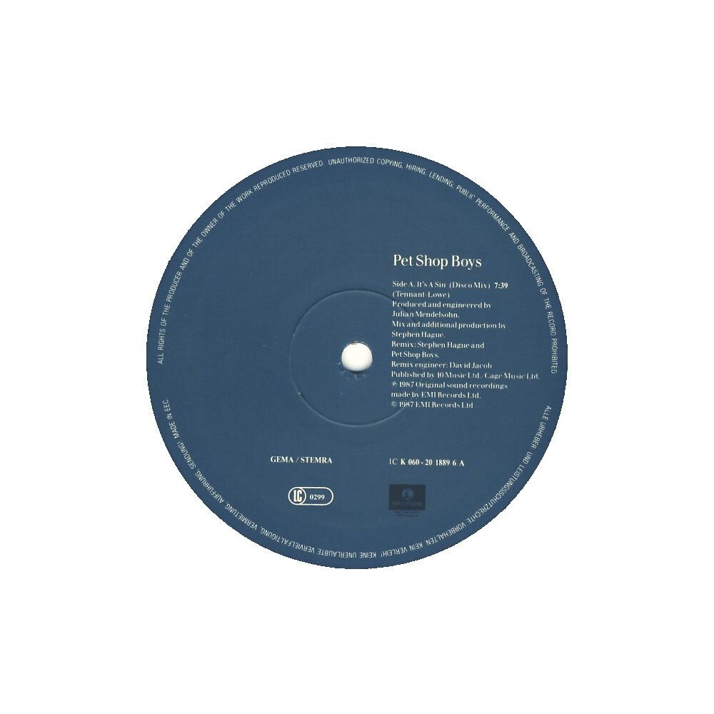 Pet Shop Boys - It's A Sin | 12" Maxi Single Usado image number 2.0