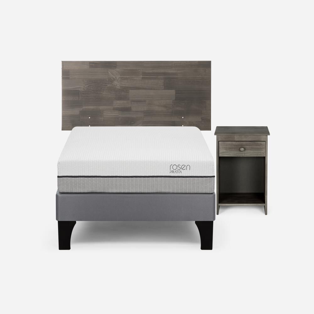 Cama Europea Rosen Pratta / 1 Plaza / Base Normal + Set De Maderas Tabor Grafito image number 0.0