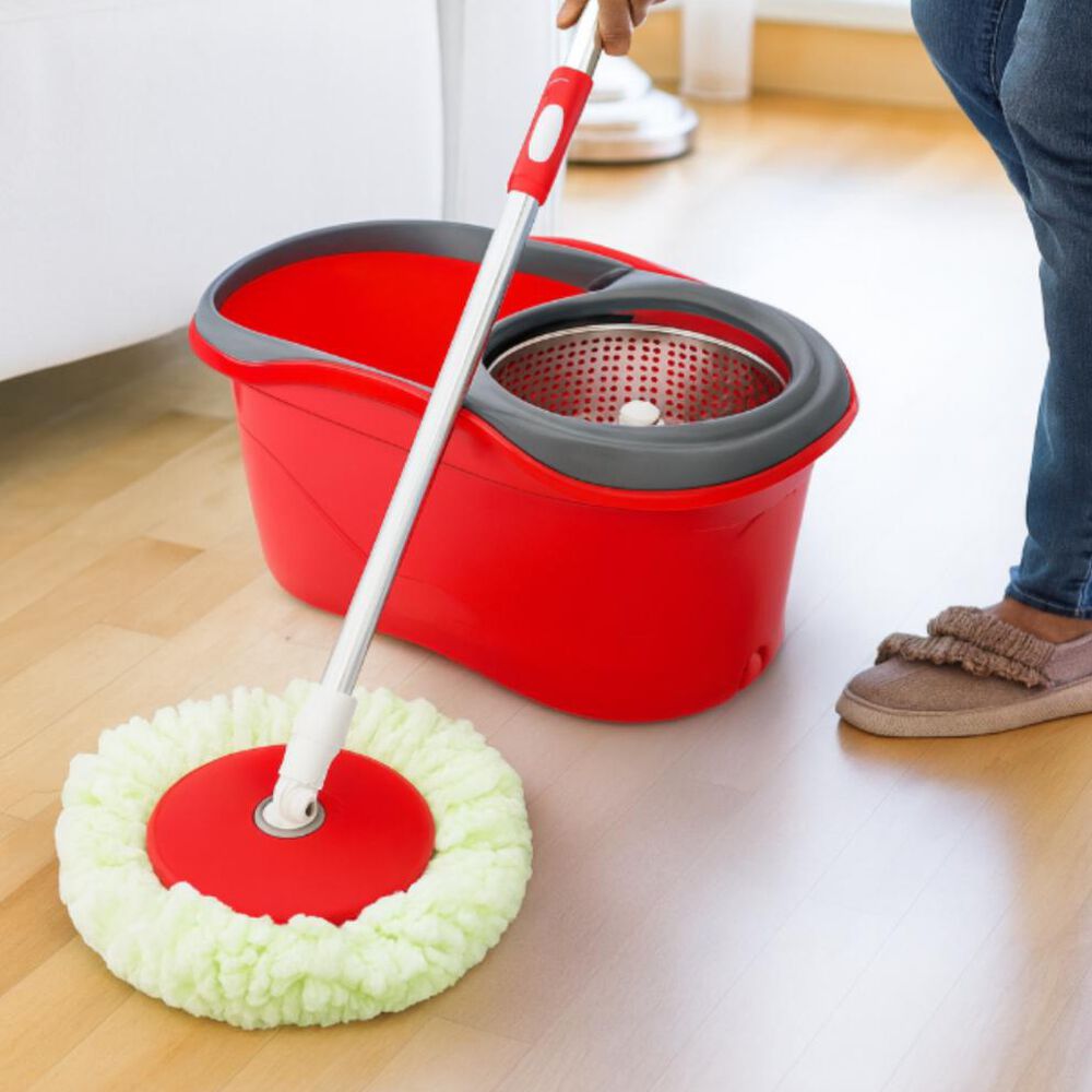 2 Mopas Giratoria 360° Trapeador Canasto Metálico Con Paños image number 14.0