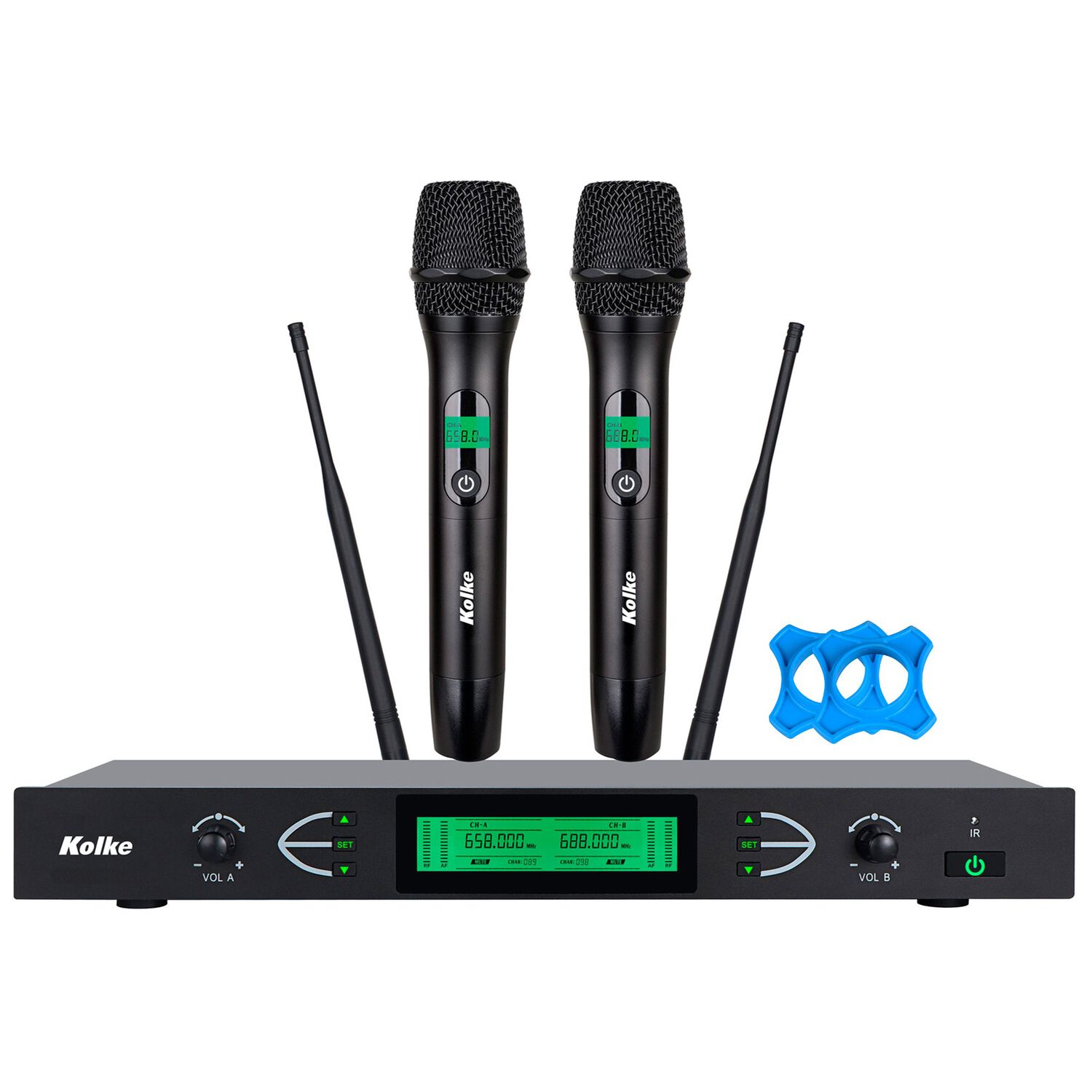 Set De Micr&oacute;fonos Inal&aacute;mbricos Kolke Uhf Ir 60m 2 Canales image number 0.0