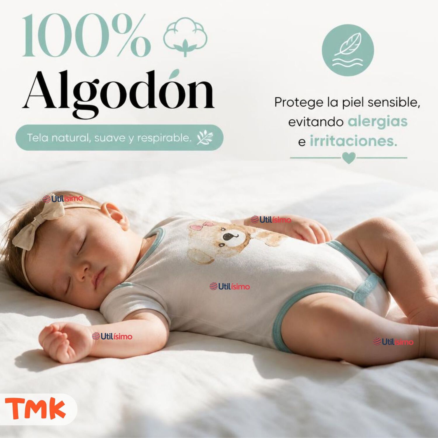 Pack 5 Bodys Manga Corta 100% Algod&oacute;n Tedmimak Ni&ntilde;a Cuddly Bears image number 4.0