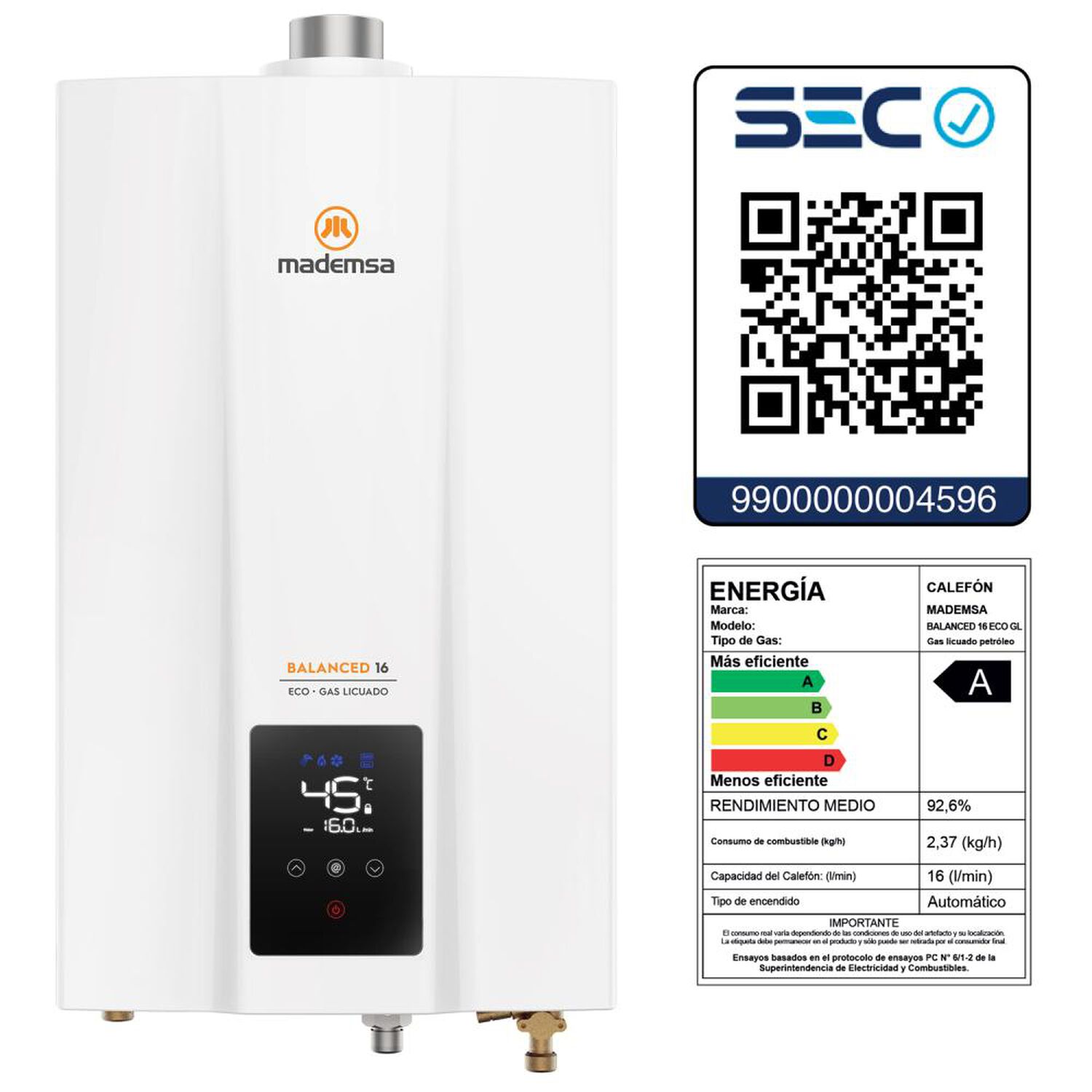 Calefont Mademsa Balanced 16 ECO GL / Tiro Balanceado / Gas Licuado  / 16 Litros image number 6.0