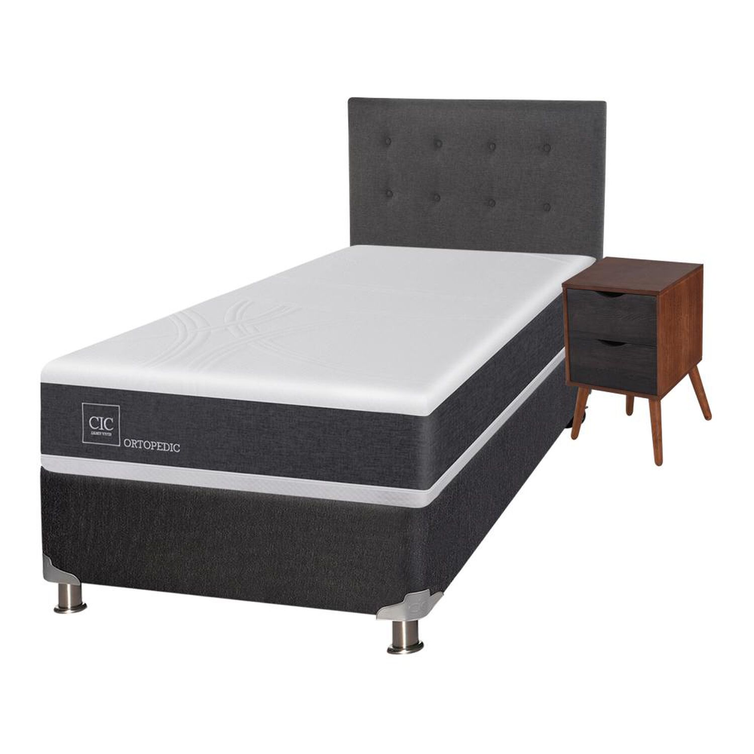 Box Spring Cic Ortopedic / 1.5 Plazas / Base Normal + Set De Maderas image number 1.0