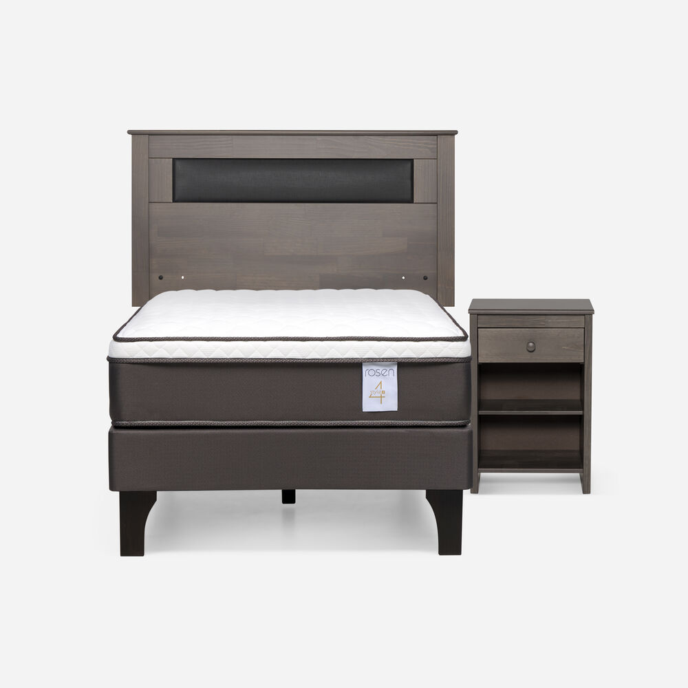 Cama Europea Rosen New Style 4 Plus / 1.5 Plazas / Base Normal  + Set Maderas Ferrara Gris image number 0.0