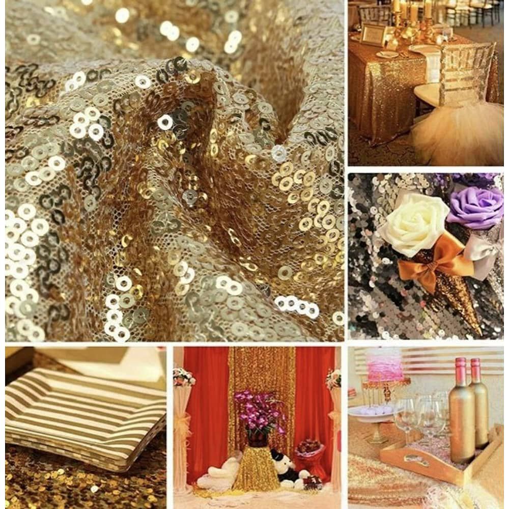 Mantel De Bandera De Mesa Cuadrada De Lentejuelas 275 &times; 30cm Dorado image number 3.0