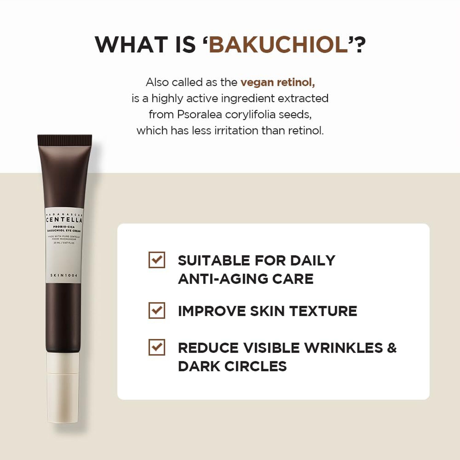 Madagascar Centella Probio-cica Bakuchiol Eye Cream (skin1004) - 20ml Crema Antiedad Contorno De Ojos Con Bakuchiol image number 5.0