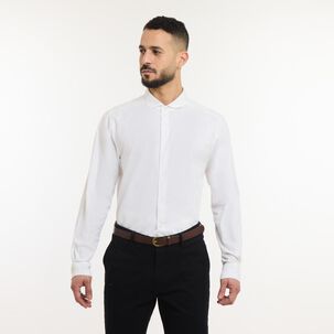 Camisa Lisa Slim Manga Larga Hombre Az Black