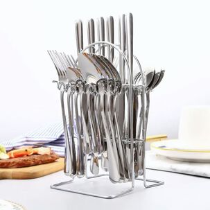 Set De 24 Cubiertos De Acero Inoxidable Deluxe