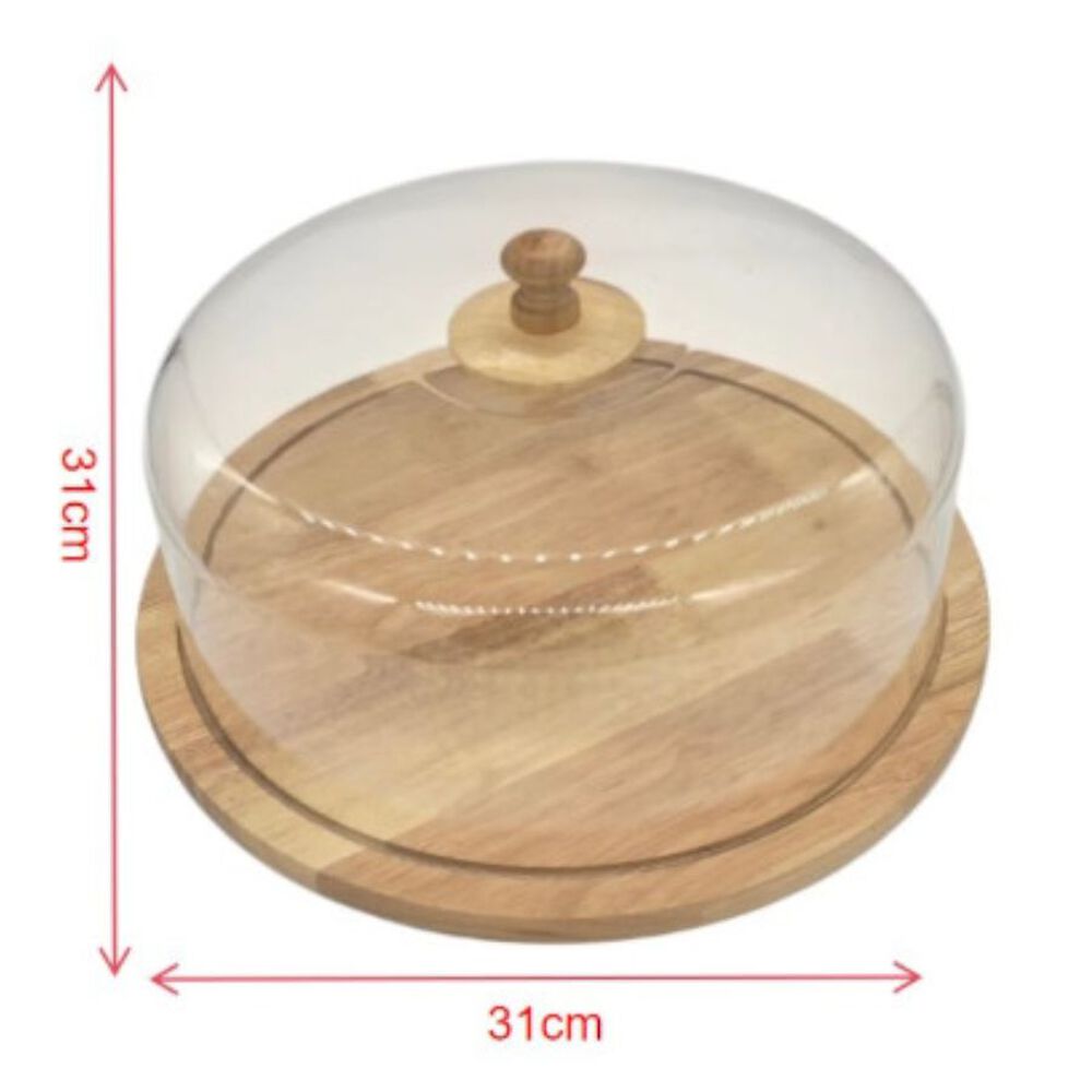 Bandeja De Bamb&uacute; Con Tapa Cubre Alimentos Eco Redondo 31x31cm image number 1.0