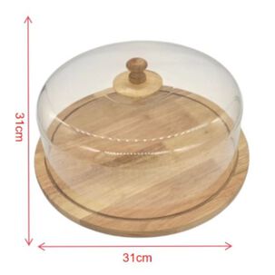 Bandeja De Bamb&uacute; Con Tapa Cubre Alimentos Eco Redondo 31x31cm