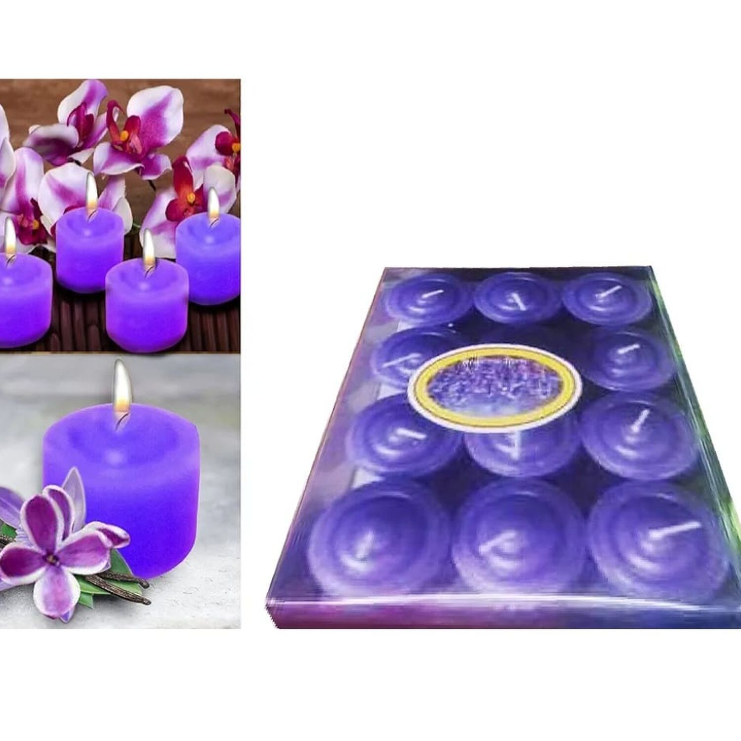 Pack De 12 Velas Moradas Arom&aacute;ticas 3.5x3.5 Cm image number 2.0