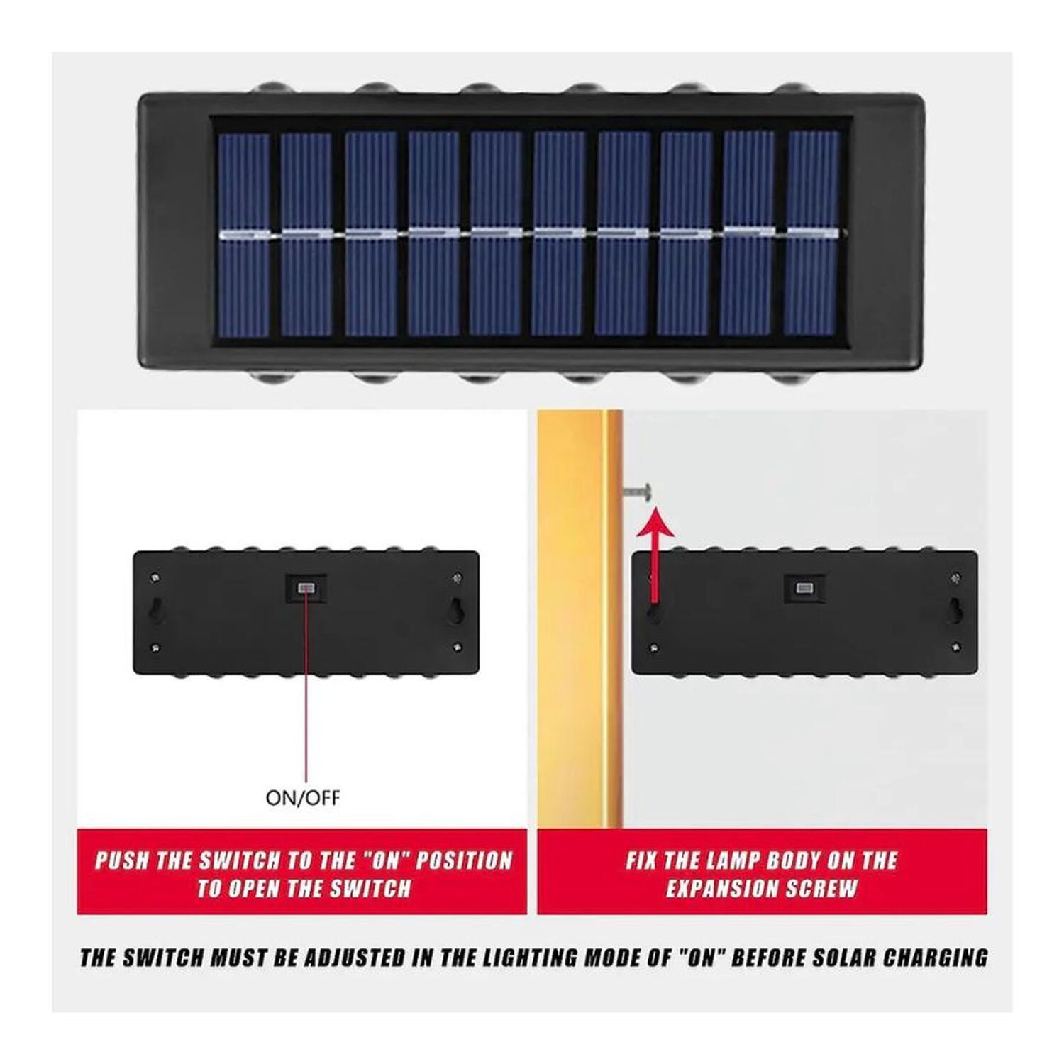 Lampara Solar Pared Exterior 12 Led Pack 2 Unidades image number 3.0