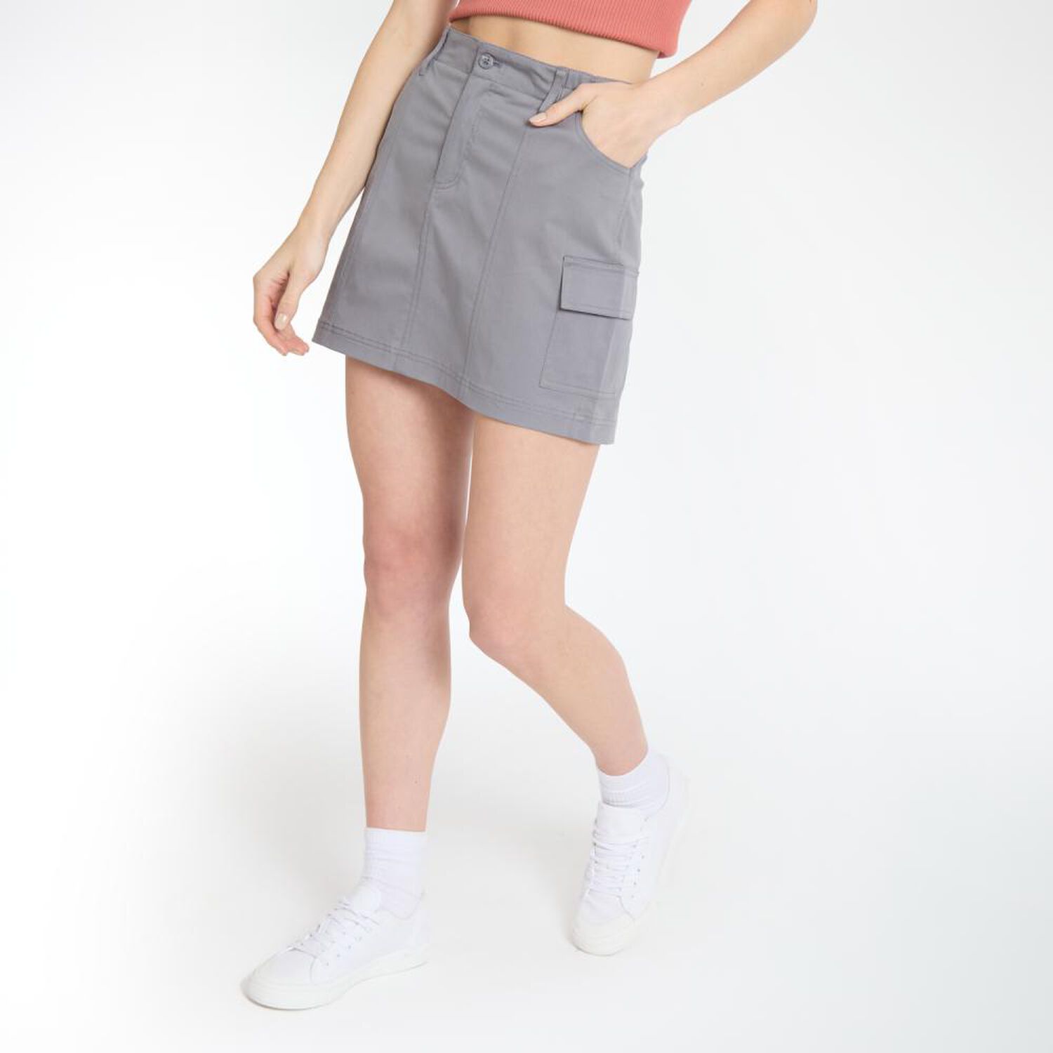 Falda Denim Tiro Medio Cargo Mujer Ocean Pacific image number 2.0