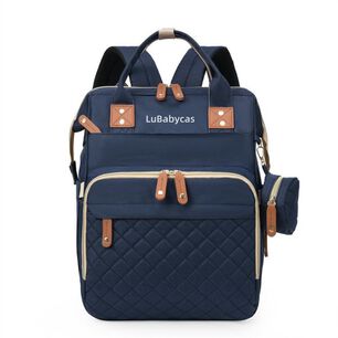 Mochila Maternal Impermeable Con Monedero Azul Lubabycas