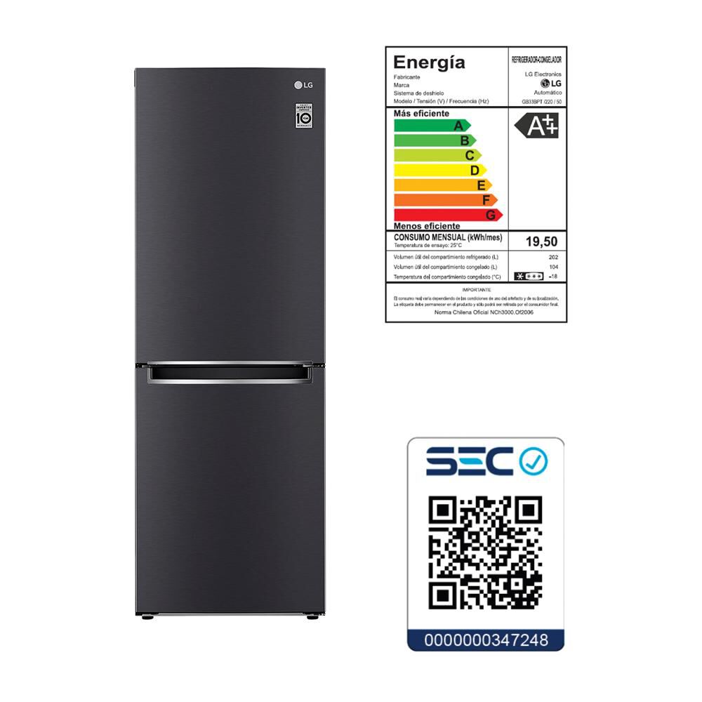Refrigerador Bottom Freezer LG GB33BPT/ No Frost / 306 Litros / A++ image number 13.0