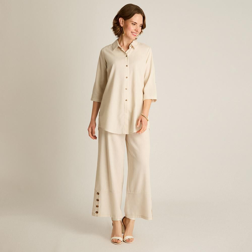 Blusa Botones Carey Manga 3/4 Cuello Camisero Mujer Lorenzo Di Pontti image number 1.0